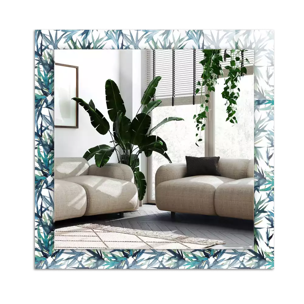 Rektangulär spegel med tryck Akvarell bambu blad