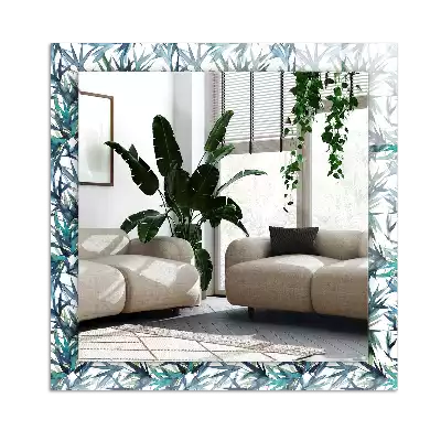 Rektangulär spegel med tryck Akvarell bambu blad