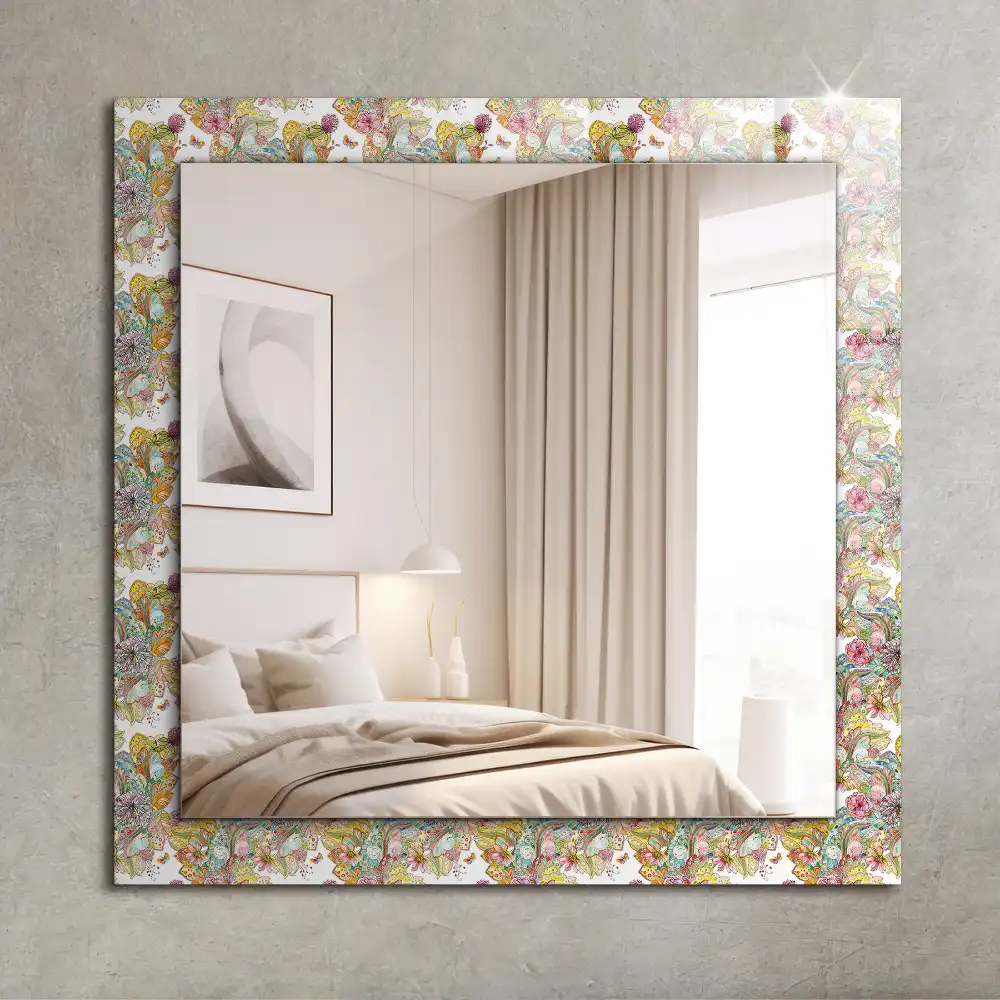 Rektangulär spegel med tryck Färgglada fjärilsblommor
