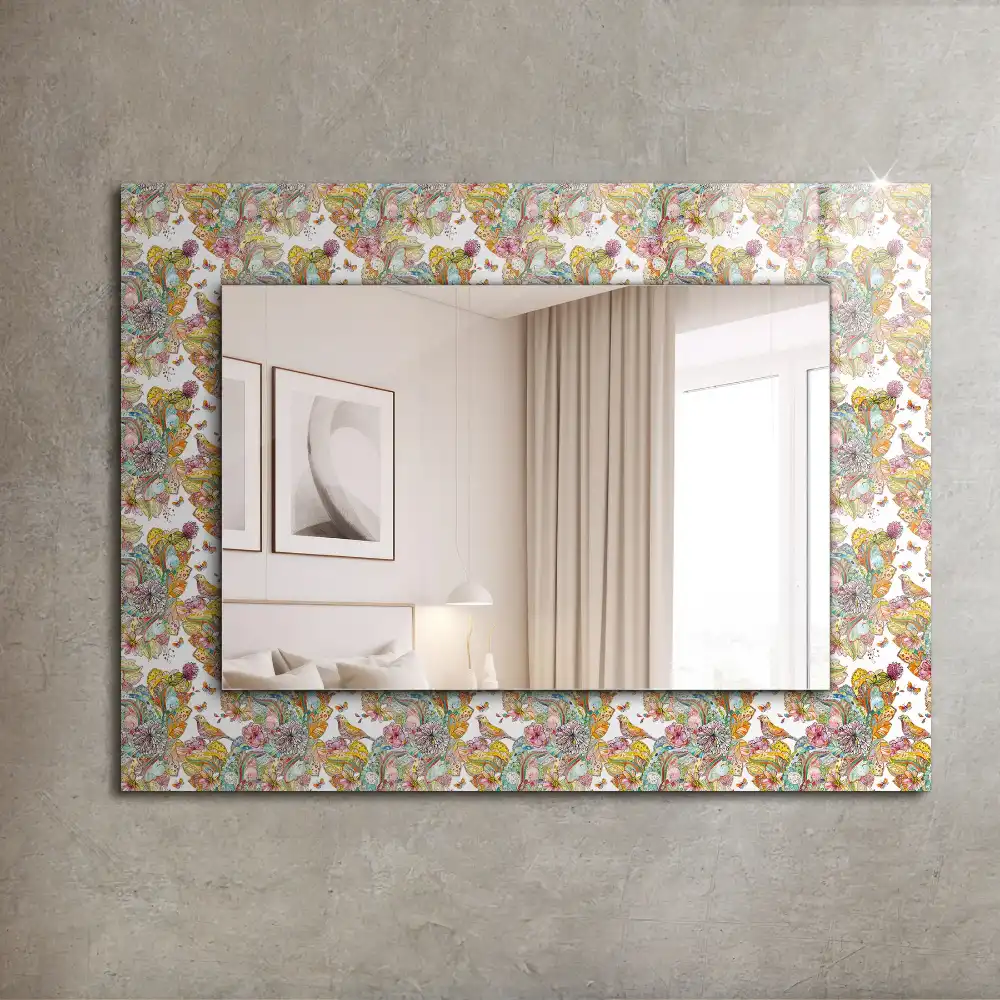 Rektangulär spegel med tryck Färgglada fjärilsblommor