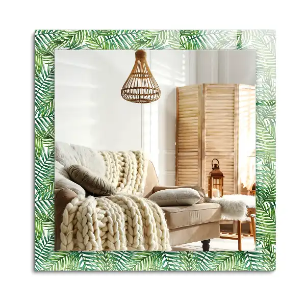 Rektangulär spegel med tryck Gröna palmblad