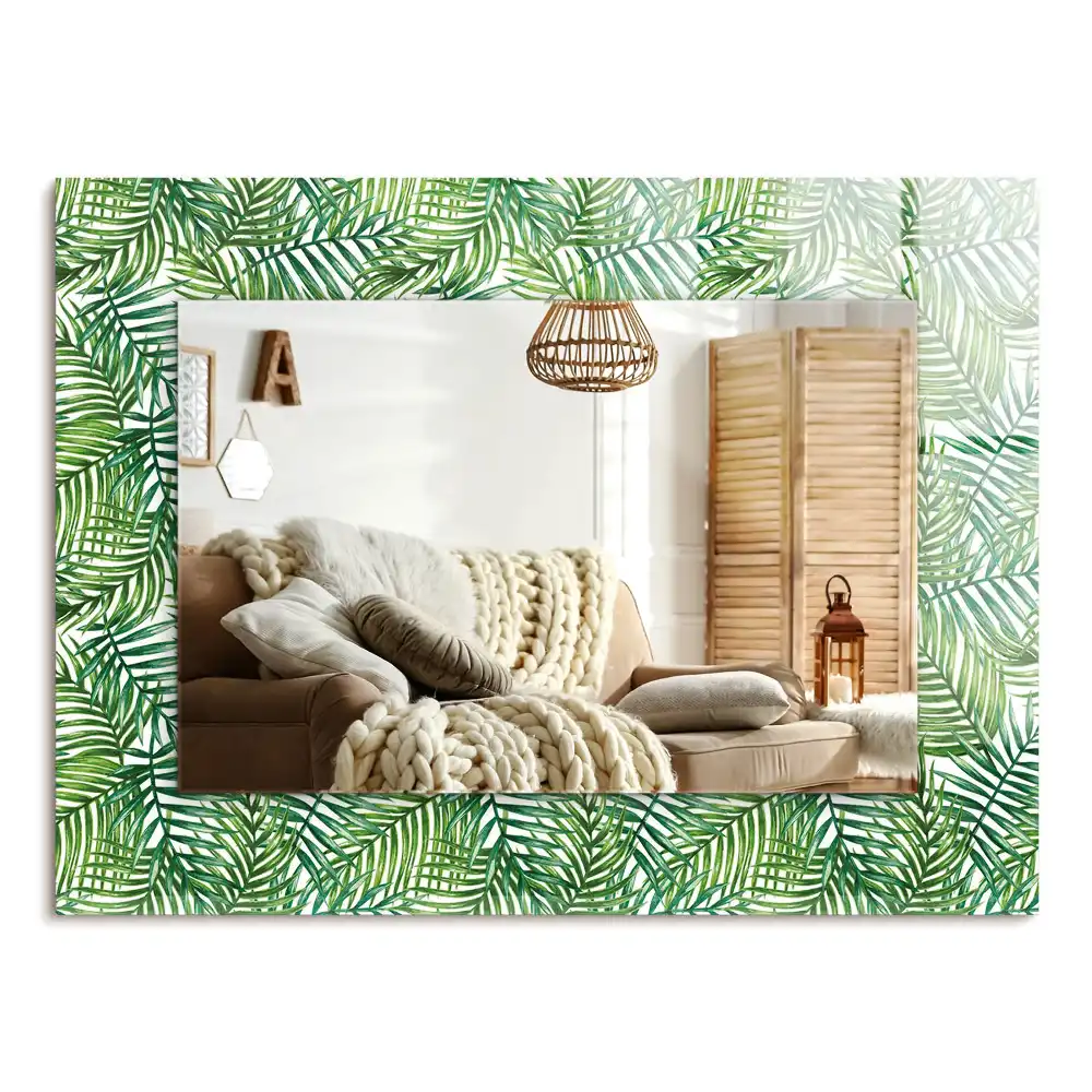Rektangulär spegel med tryck Gröna palmblad
