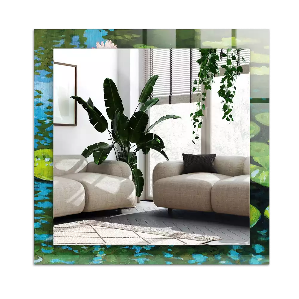 Dekorativ spegel med tryck Näckrosdamm