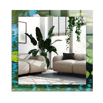 Dekorativ spegel med tryck Näckrosdamm