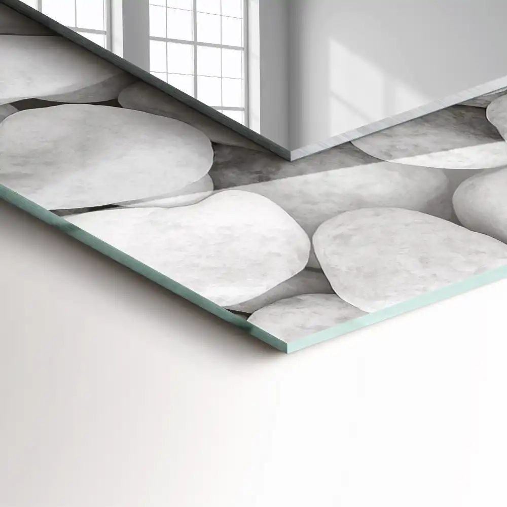 Dekorativ spegel med tryck Vita släta stenar