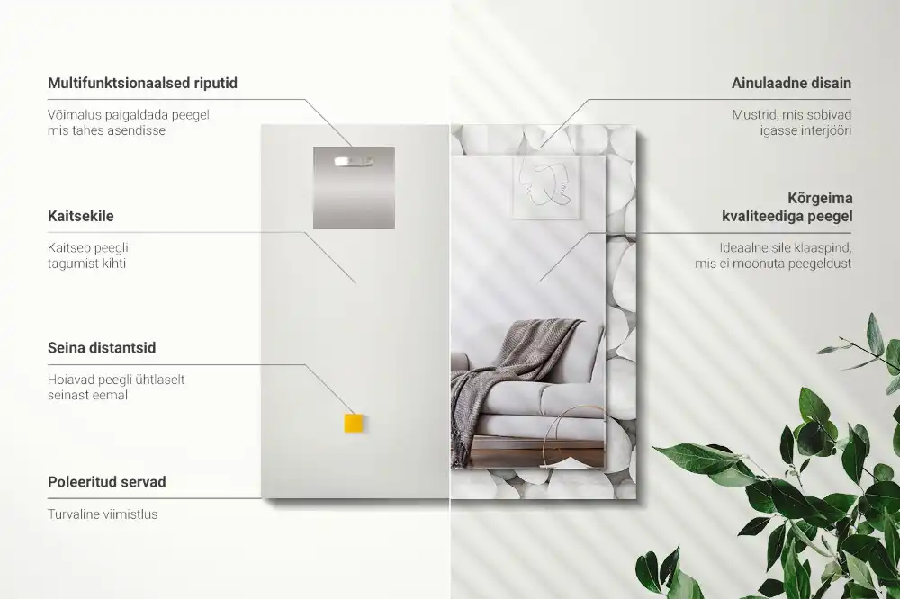 Dekorativ spegel med tryck Vita släta stenar