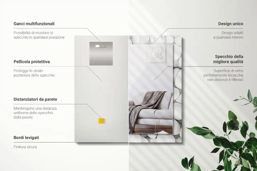 Dekorativ spegel med tryck Vita släta stenar