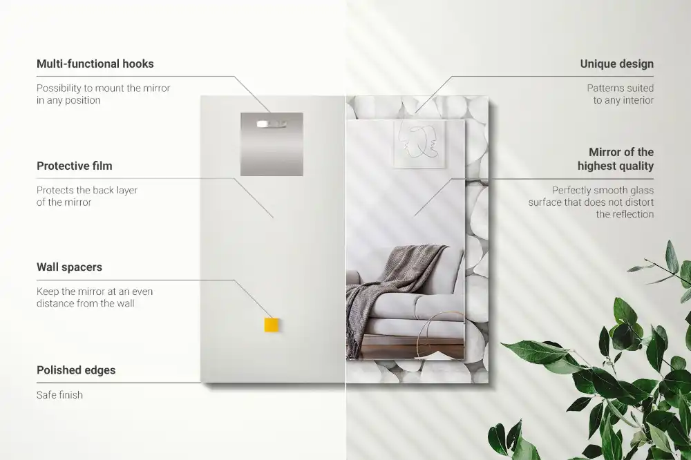 Dekorativ spegel med tryck Vita släta stenar