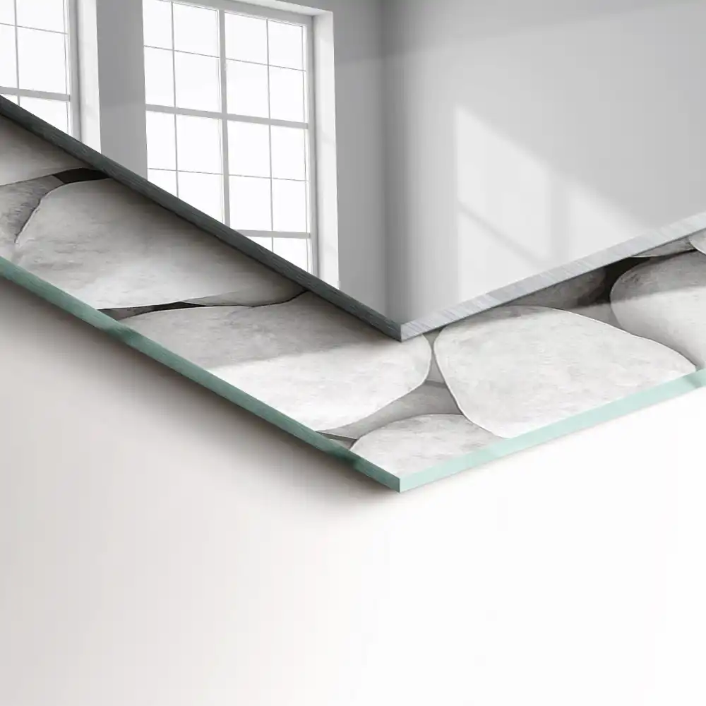 Dekorativ spegel med tryck Vita släta stenar