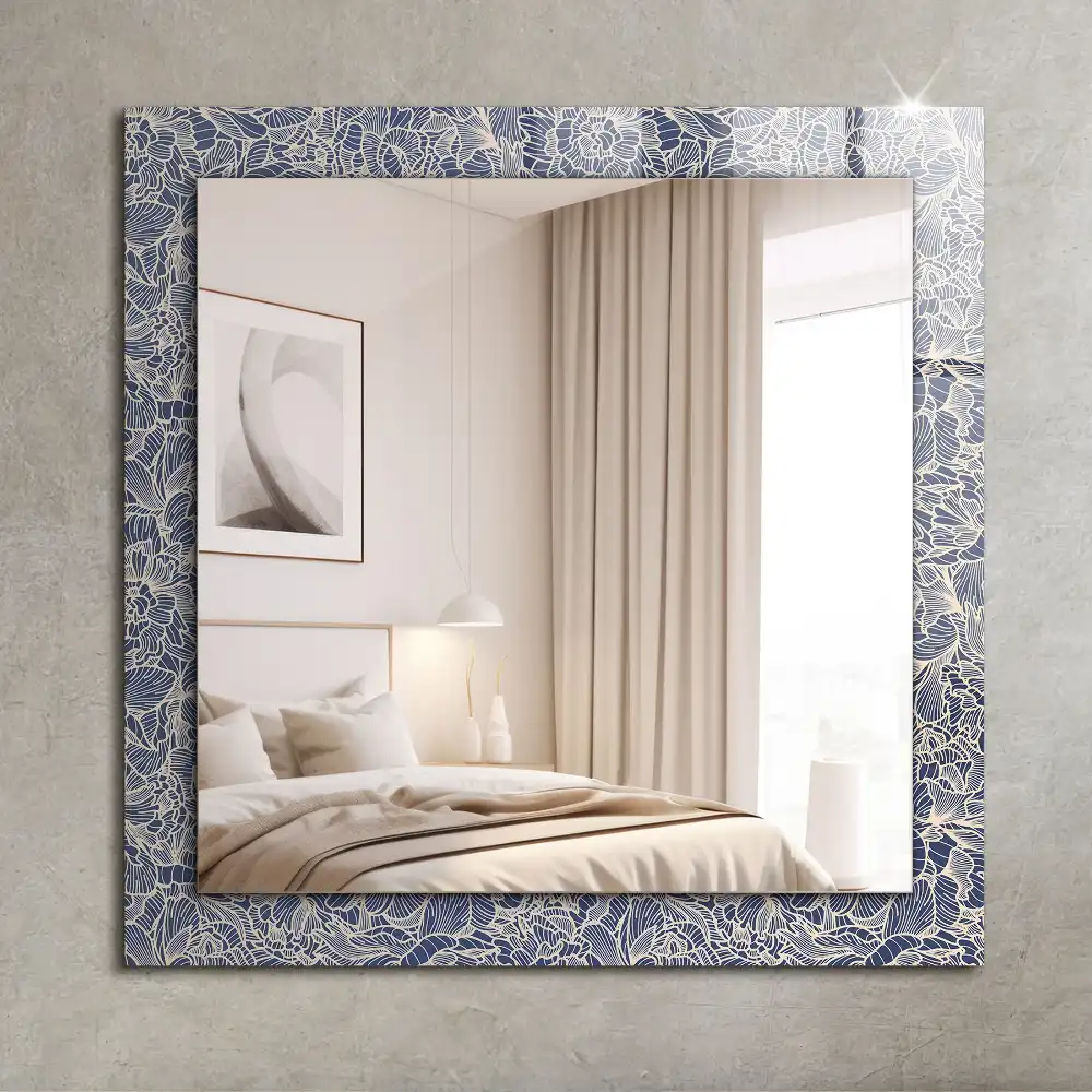 Rektangulär spegel med tryck Blommigt tygmönster