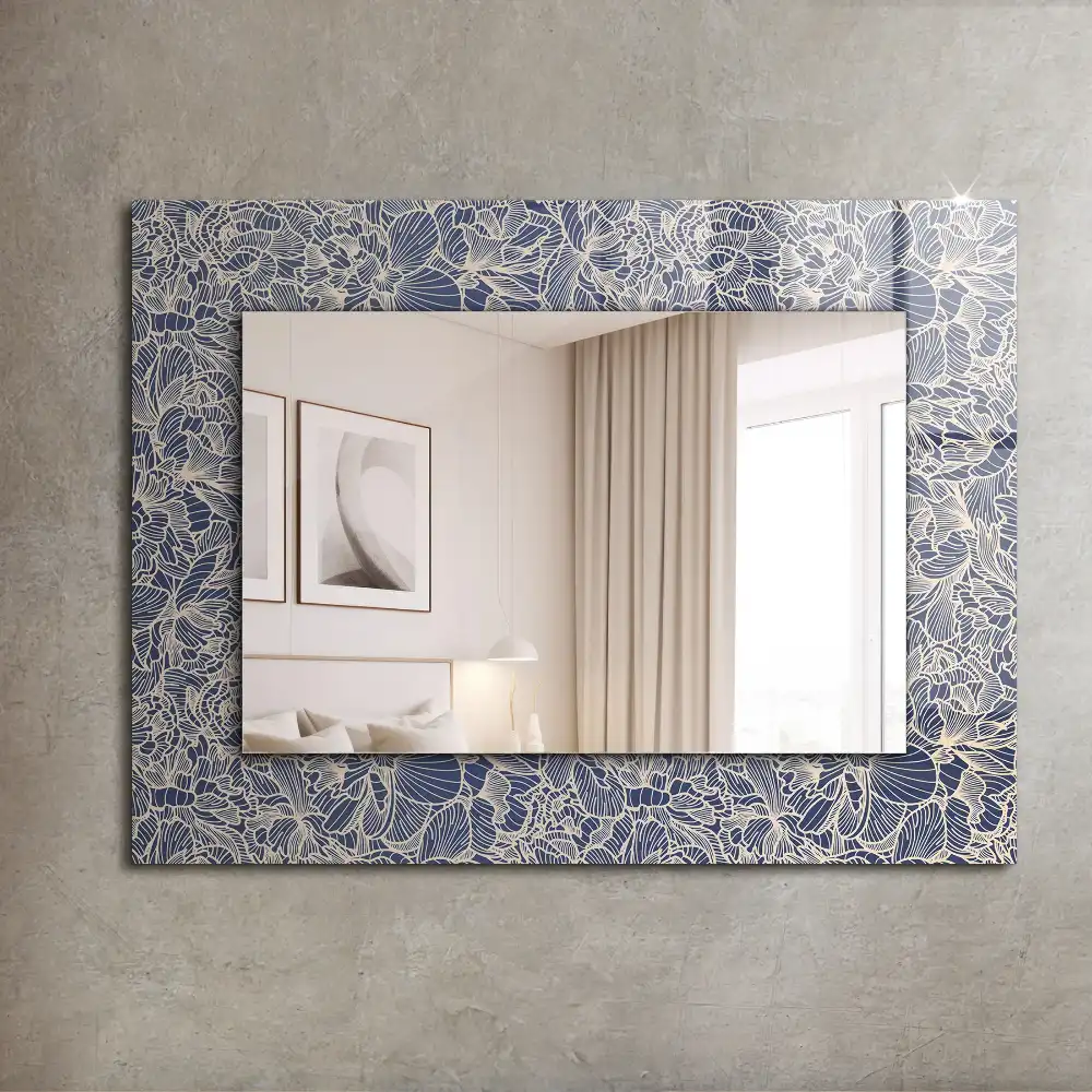 Rektangulär spegel med tryck Blommigt tygmönster