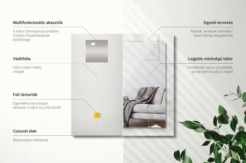 Rektangulär spegel med tryck Grå texturmönster