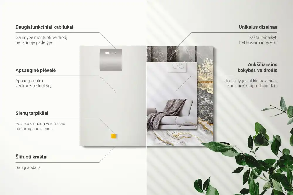 Dekorativ spegel med tryck Marmor vener abstrakt