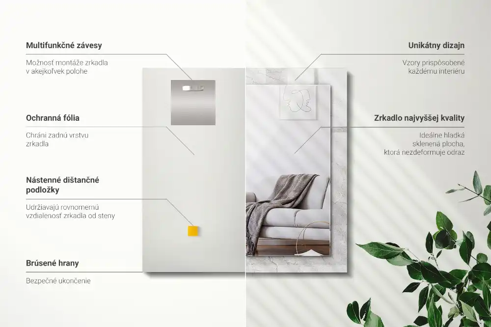 Rektangulär spegel med tryck Sprucken betongyta