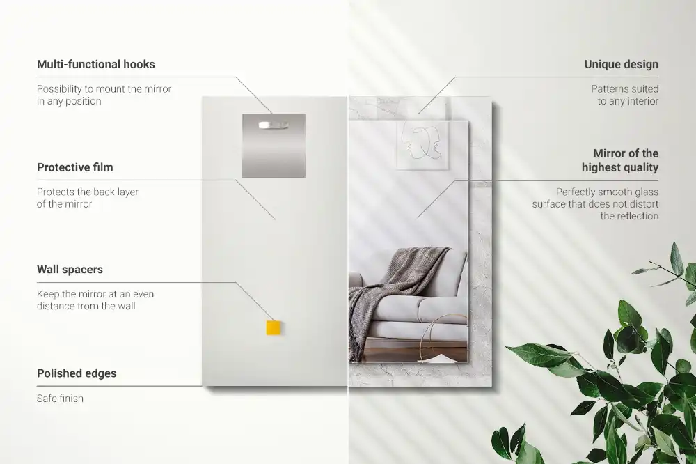 Rektangulär spegel med tryck Sprucken betongyta