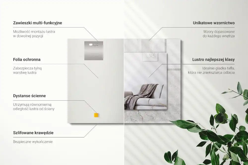 Rektangulär spegel med tryck Sprucken betongyta