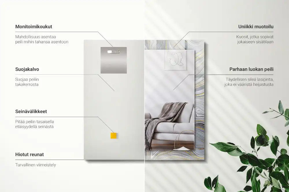 Rektangulär spegel med tryck Abstrakta marmormönster