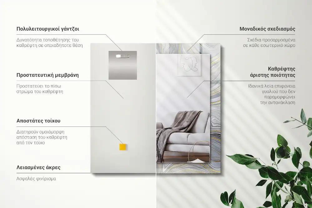 Rektangulär spegel med tryck Abstrakta marmormönster