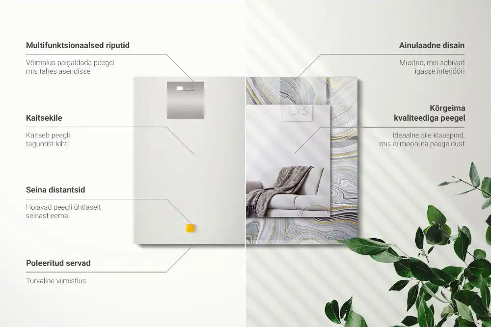 Rektangulär spegel med tryck Abstrakta marmormönster