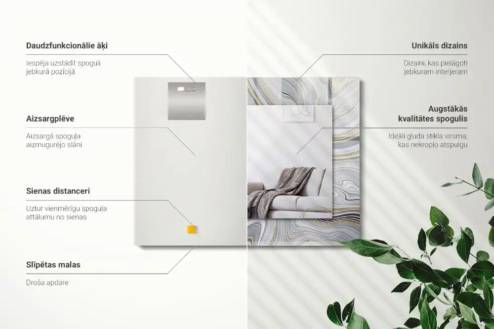 Rektangulär spegel med tryck Abstrakta marmormönster