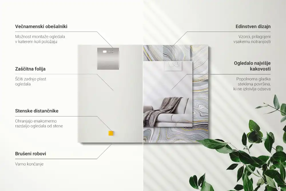 Rektangulär spegel med tryck Abstrakta marmormönster
