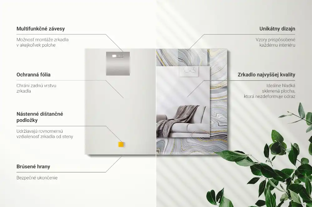 Rektangulär spegel med tryck Abstrakta marmormönster