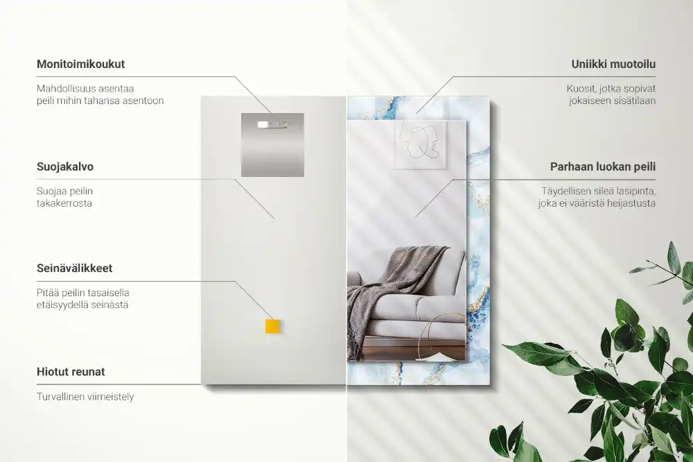 Rektangulär spegel med tryck Abstrakt marmormönster