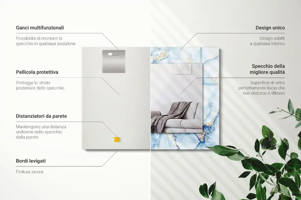 Rektangulär spegel med tryck Abstrakt marmormönster