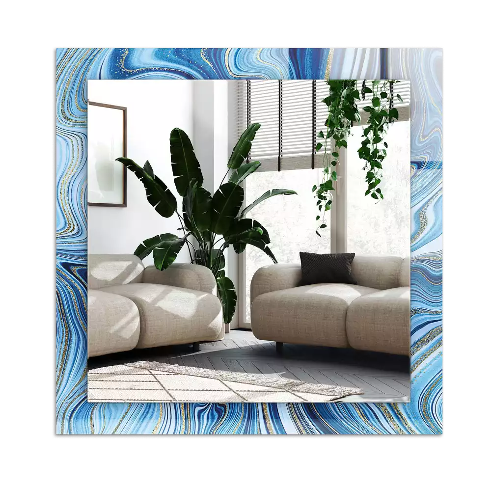 Dekorativ spegel med tryck Abstrakt blått mönster