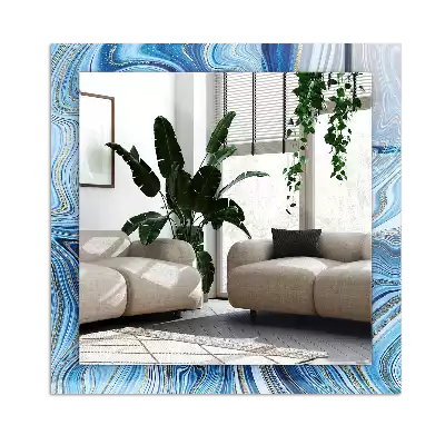 Dekorativ spegel med tryck Abstrakt blått mönster