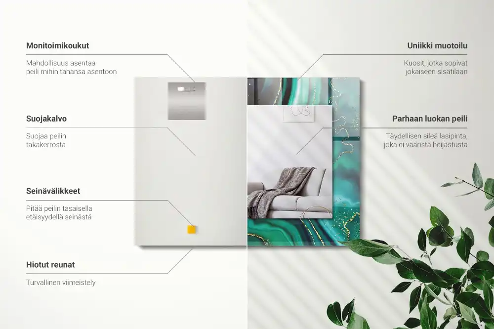 Rektangulär spegel med tryck Abstrakt grön konsistens