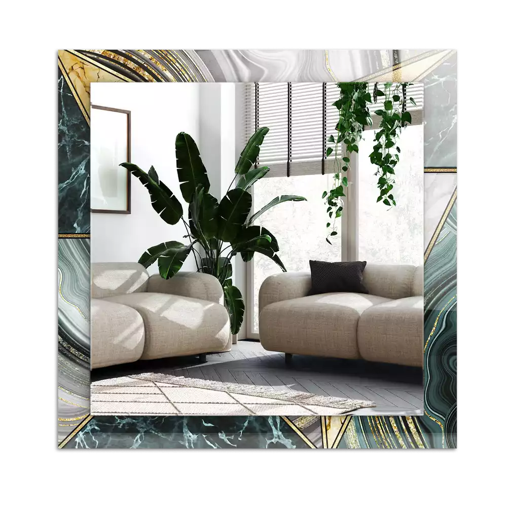 Rektangulär spegel med tryck Abstrakta geometriska mönster