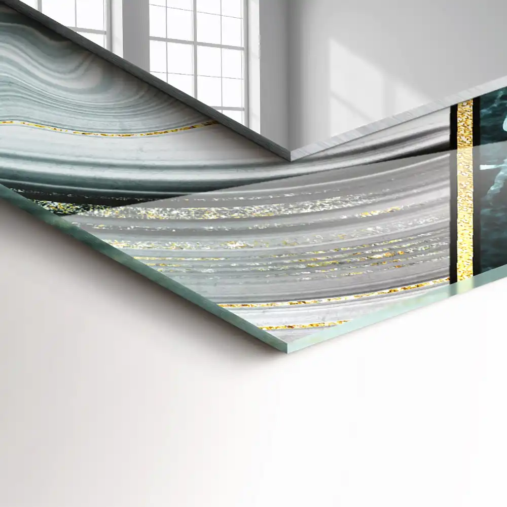 Rektangulär spegel med tryck Abstrakta geometriska mönster