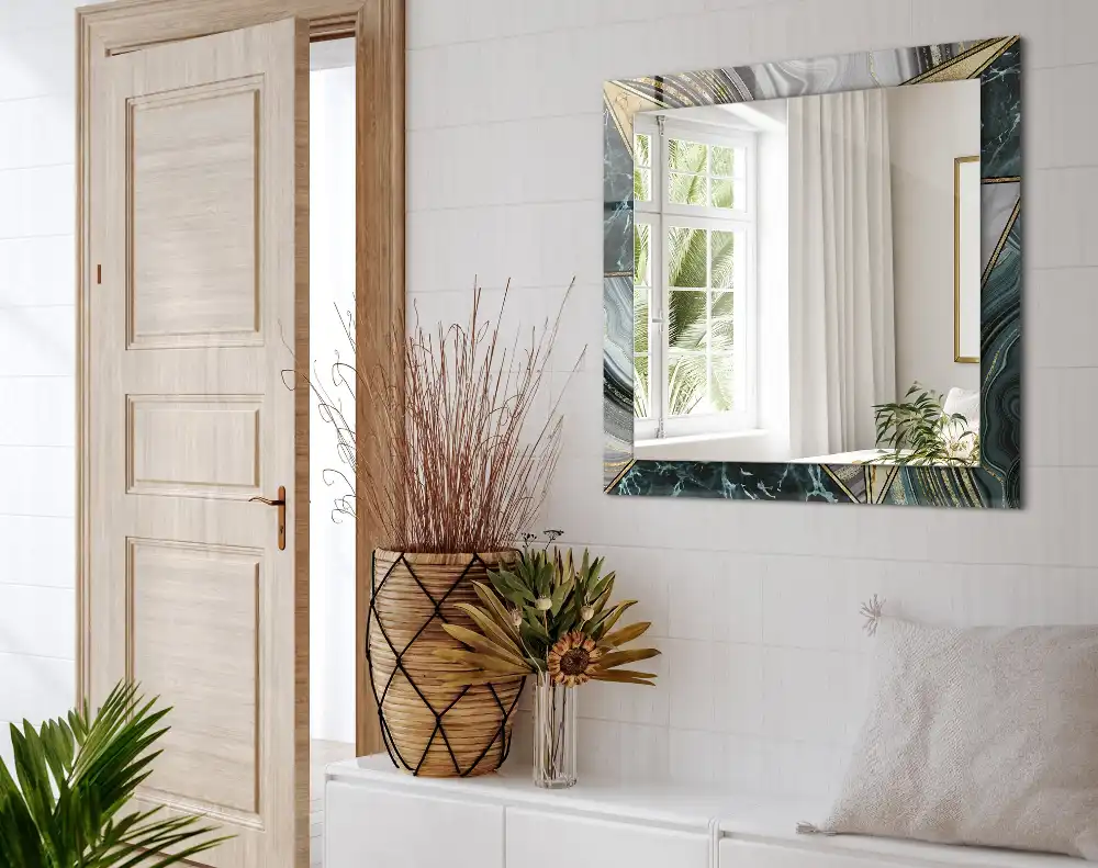 Rektangulär spegel med tryck Abstrakta geometriska mönster