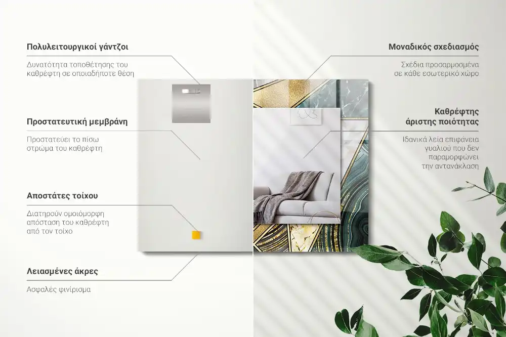 Rektangulär spegel med tryck Abstrakta geometriska mönster