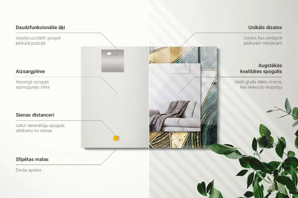 Rektangulär spegel med tryck Abstrakta geometriska mönster