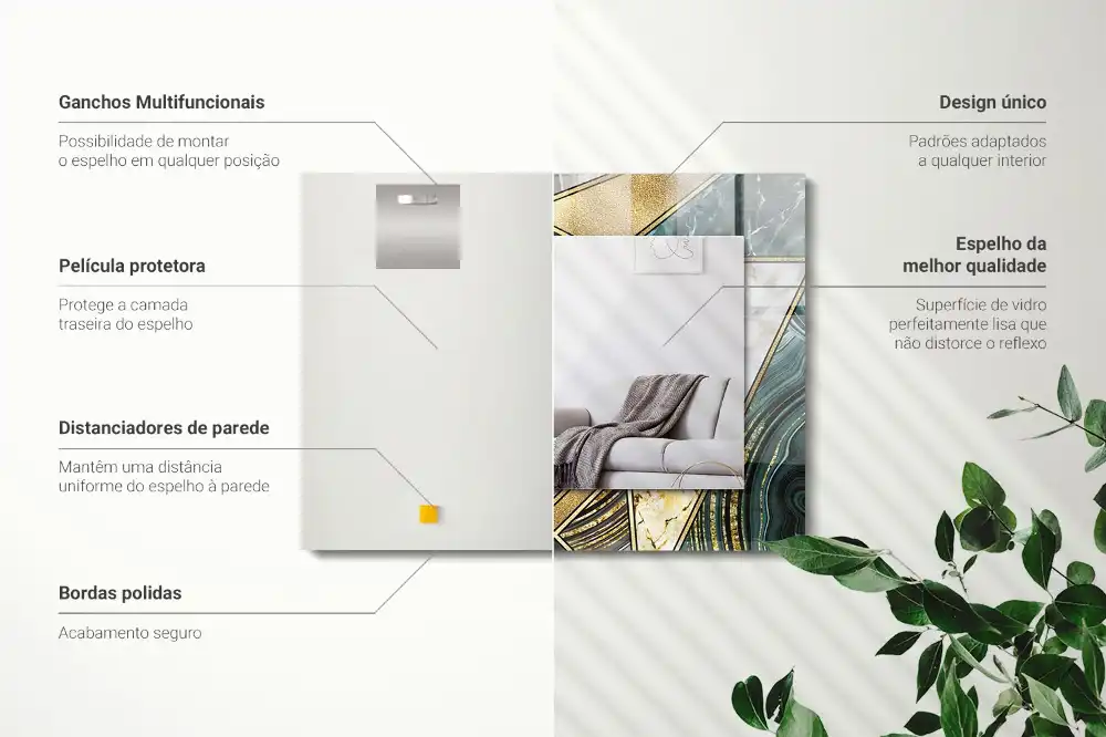 Rektangulär spegel med tryck Abstrakta geometriska mönster