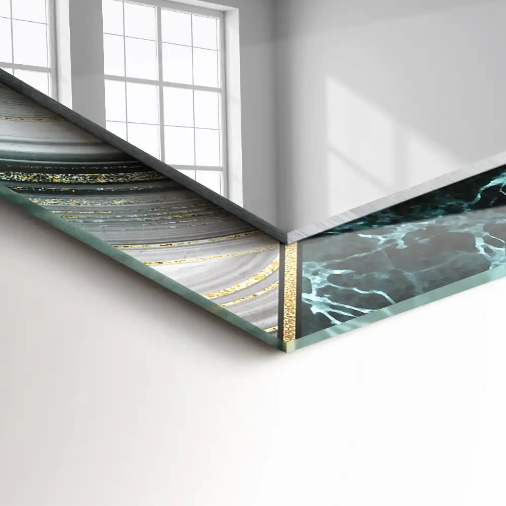 Rektangulär spegel med tryck Abstrakta geometriska mönster