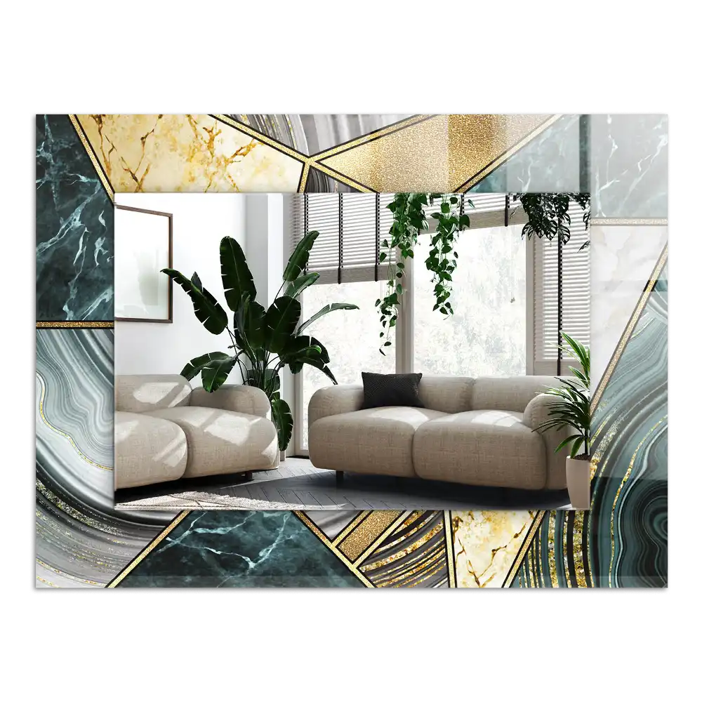 Rektangulär spegel med tryck Abstrakta geometriska mönster