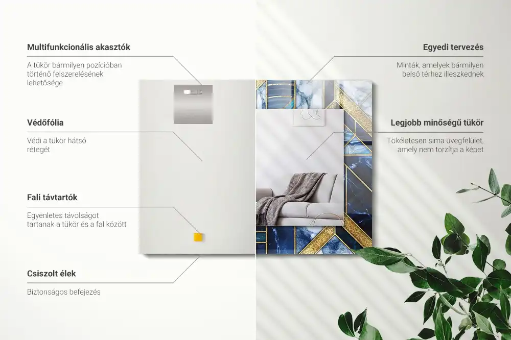 Dekorativ spegel med tryck Abstrakt geometrisk mosaik