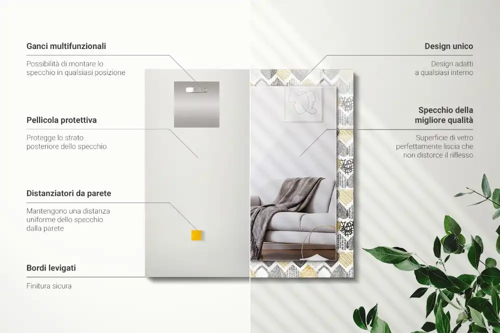 Rektangulär spegel med tryck Färgglada hjärtan