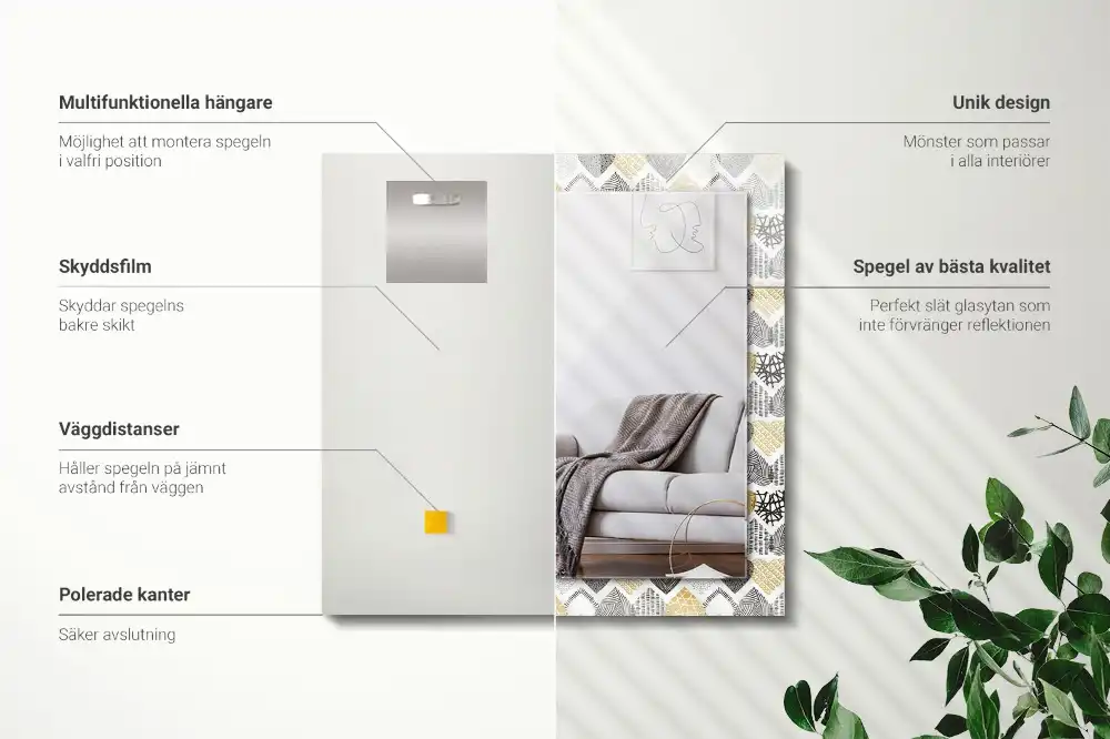 Rektangulär spegel med tryck Färgglada hjärtan