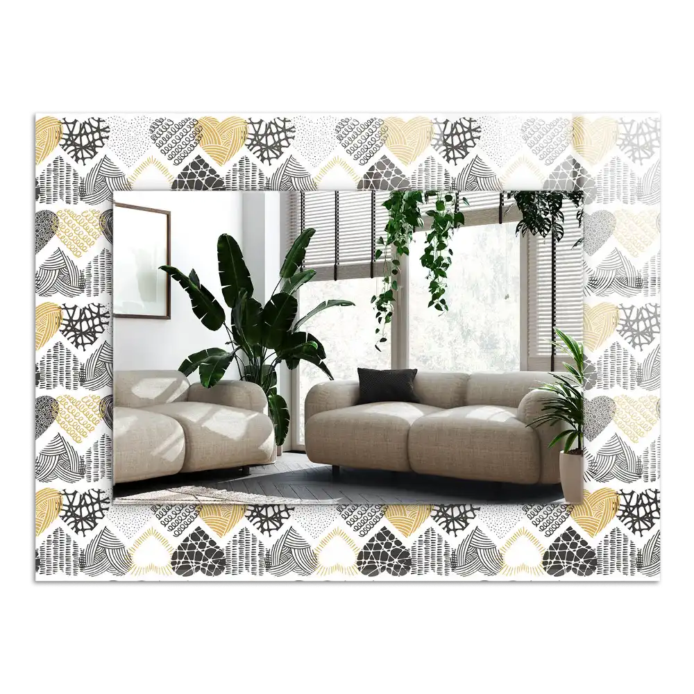 Rektangulär spegel med tryck Färgglada hjärtan