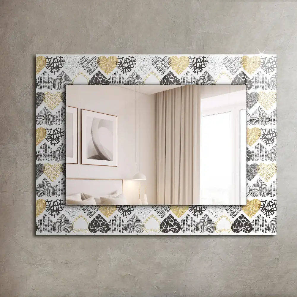 Rektangulär spegel med tryck Färgglada hjärtan