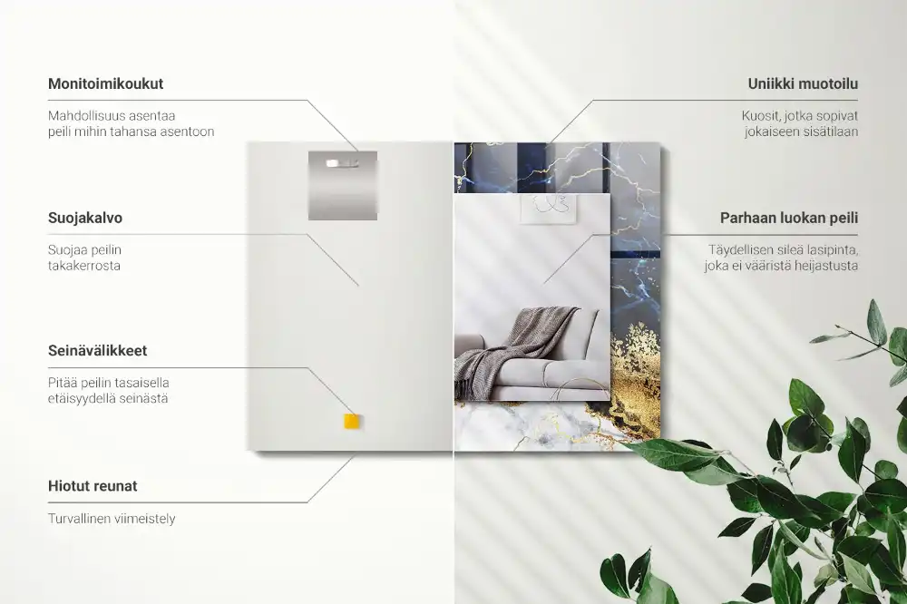 Rektangulär spegel med tryck Marmor abstraktion