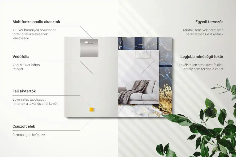 Rektangulär spegel med tryck Marmor abstraktion