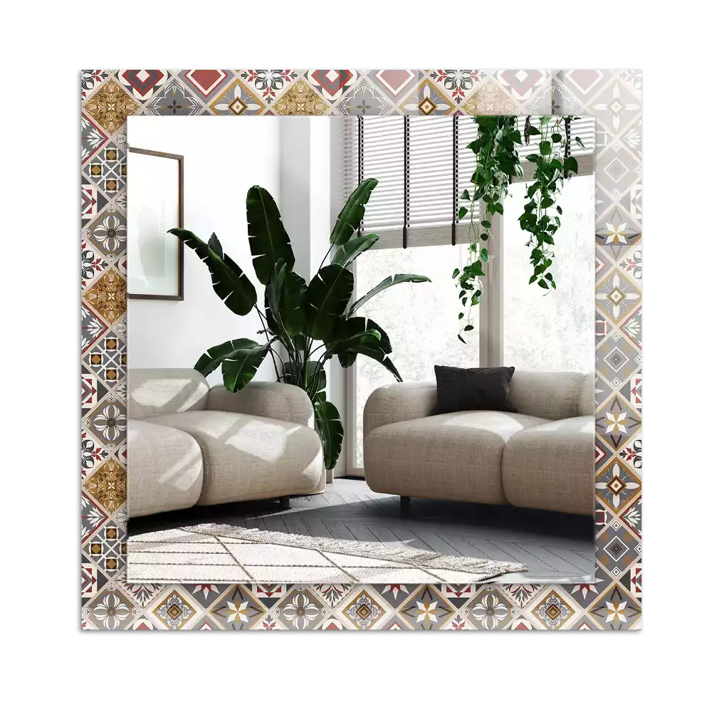 Dekorativ spegel med tryck Färgglada kakelmönster