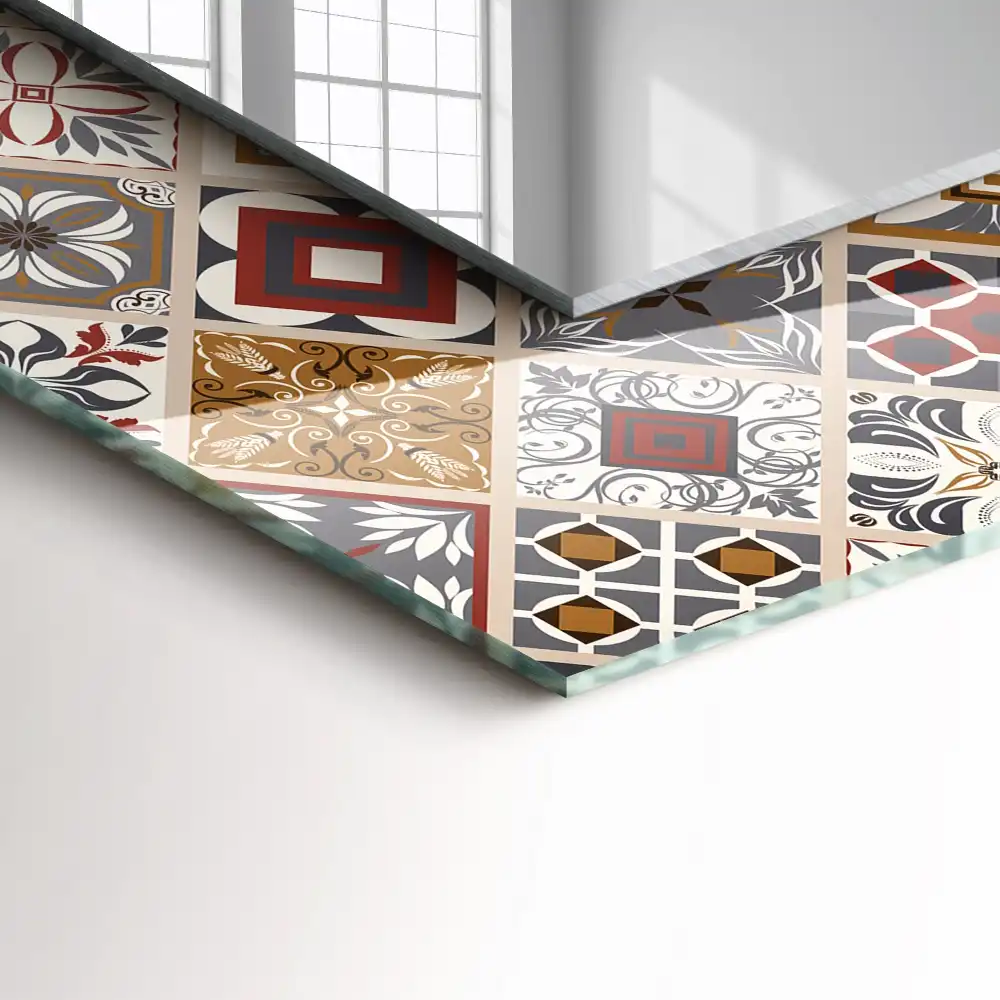 Dekorativ spegel med tryck Färgglada kakelmönster