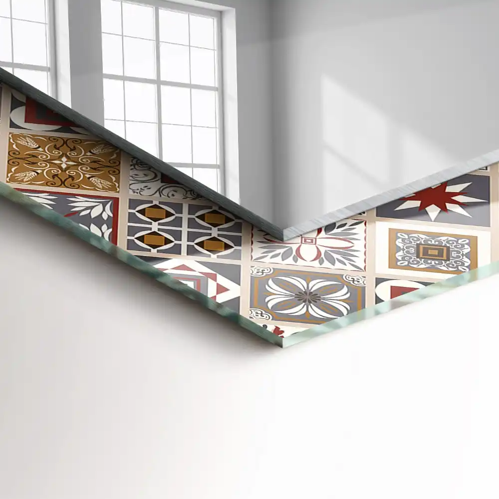 Dekorativ spegel med tryck Färgglada kakelmönster