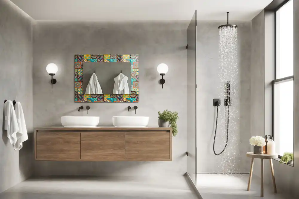 Rektangulär spegel med tryck Färgglada mosaikplattor